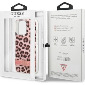 Guess case for iPhone 13 Pro Max 6,7" GUHCP13XHSLEOP pink hard case Leopard Electro Stripe