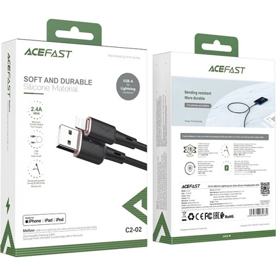 Acefast cable MFI USB - Lightning 1.2m, 2.4A black (C2-02 black)