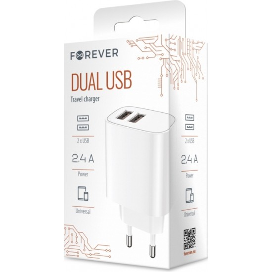 Telforceone S.a. Forever wall charger 2xUSB 2,4A LS-03 white