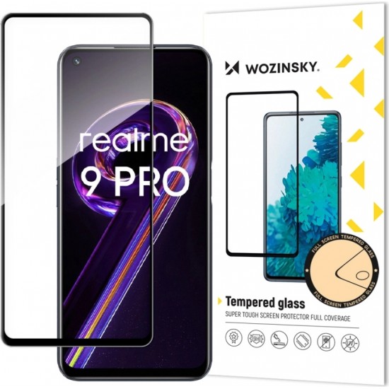 Wozinsky Tempered Glass Full Glue Super Tough Screen Protector Full Coveraged with Frame Case Friendly for Realme 9 Pro black