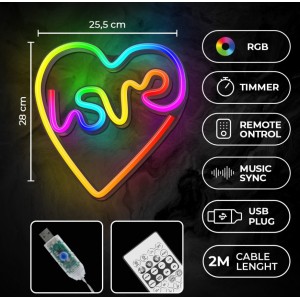 Neon LED RGB LOVE IN HEART FLRN02 + RC Forever Light