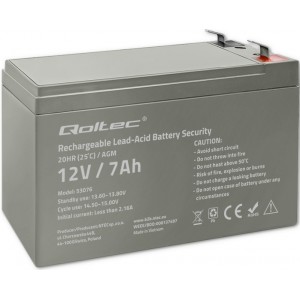 Qoltec AGM battery | 12V | 7Ah | Maintenance-free | Efficient| LongLife | for UPS, security