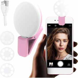 Alogy Mini Selfie Ring LED Light Clip for Phone Clip Recording Pink