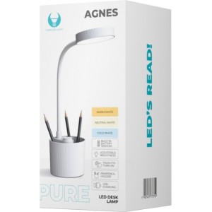 Desk LED Lamp 5W with pen holder PURE FLB-20 AGNES white Forever Light