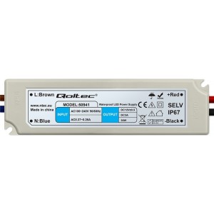 Qoltec LED Driver IP67 36W | 12V | 3A | Waterproof | White