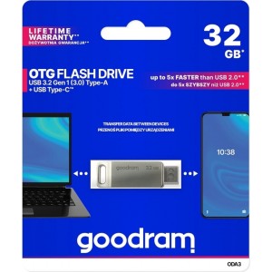 Goodram Flash Drive 32GB USB 3.2 Gen 1 USB / USB C OTG ODA3 Goodram - Silver