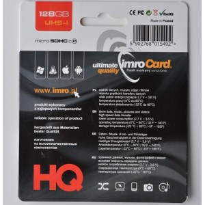 Imro memory card 128GB microSDHC cl. 10 UHS-I + adapter