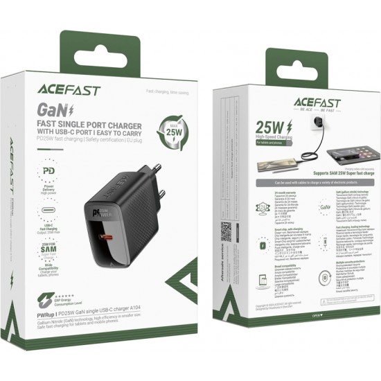 Acefast A104 Charger Network GaN USB-C PD SFC 25W - Black