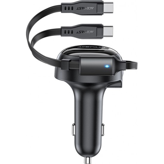 Acefast B13 car charger 53W USB-A / 2 USB-C retractable cables - black