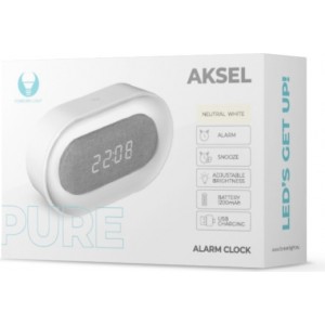 Alarm Clock with LED Night Light PURE FNL-07 AKSEL white long Forever Light