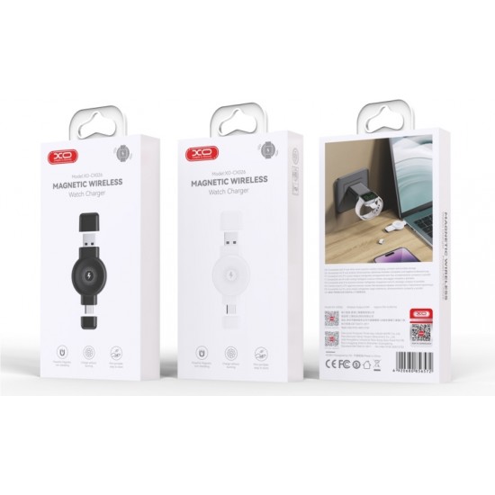 XO wireless inductive watch charger QI CX026 USB+USB-C 2,5W white