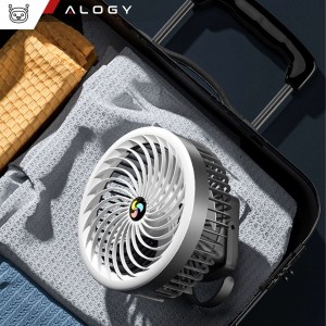 Alogy Fan Desk Fan with LED Light 2in1 Alogy Portable Hanging Standing Wireless Hanging Outdoor Mini Fan Hook Holder Black