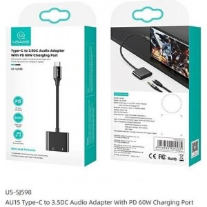 Usams AU15 USB-C - jack 3.5m DAC + USB-C PD Адаптер 60W