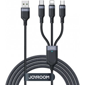 Joyroom Multi-Use Series S-A18 3in1 USB-A - Lightning / USB-C / micro USB cable 0.3m - black