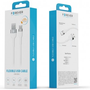 Forever Flexible cable USB - USB-C 1,0 m 3A white