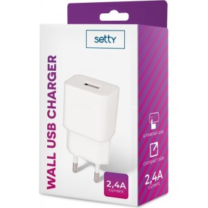 Setty charger 1x USB 2,4A white