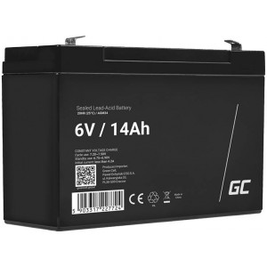 Green Cell Maintenance-free AGM VRLA Green Cell AGM34 6V 14Ah Battery (for alarm system, cash register, toy)