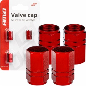 Amio Aluminium valve cap red 4 pcs