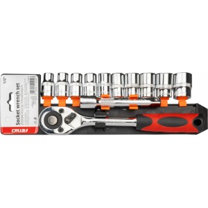 Amio Metric Ratchet Wrench Socket Repair Tool Set 11pcs (1/2