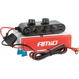 Amio Extension socket with voltmeter AMIO-03782