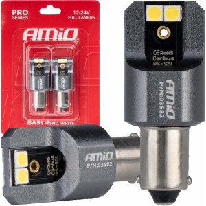 Amio LED CANBUSPRO series BA9S 4x3030 SMD White 12/24V FULL CANBUSAMIO-03582