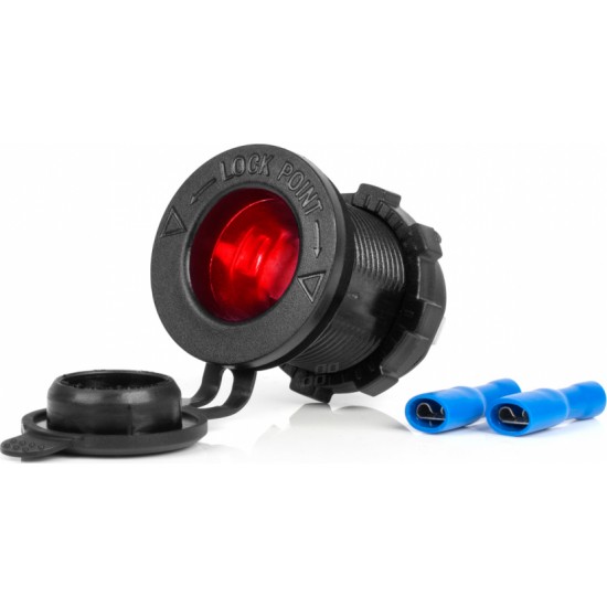 Amio Waterproof Car Cigarette Lighter Socket with RED LED Backlight 12/24V AMIO-04219