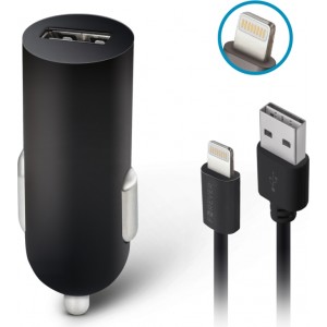 Forever M02 car charger 1x USB 1A black + Lightning cable