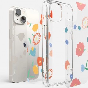 Ringke Fusion Design Armored Sleeve Cover with Gel Frame for iPhone 14 Plus transparent (Floral) (FD637E31)