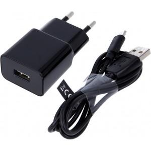 Maxlife MXTC-01 charger 1x USB 2.1A black + microUSB cable