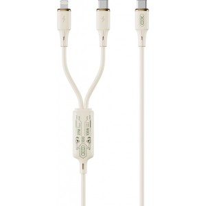 XO cable NB-Q262 2in1 PD USB-C - Lightning + USB-C 1,2m beige 60W