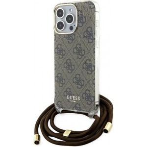 Guess case for iPhone 15 Pro Max 6,7" GUHCP15XHC4SEW brown HC CROSSBODY CORD 4G PRINT