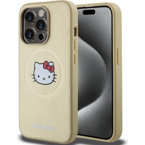 Hello Kitty case for iPhone 15 Pro 6,1" gold hardcase Leather Kitty Head MagSafe