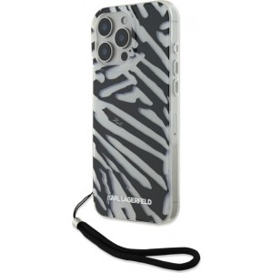 Karl Lagerfeld case for iPhone 16 Pro 6,3" KLHCP16LHZBPKCCK black Hard IML Zebra Pattern & Cord