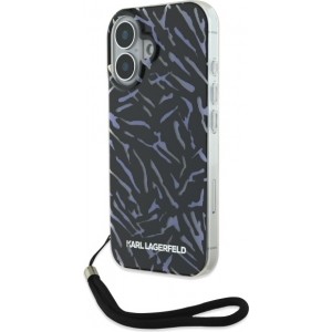 Karl Lagerfeld case for iPhone 16 6,1" KLHCP16SHZBPKCCU purple Hard Zebra With Cord