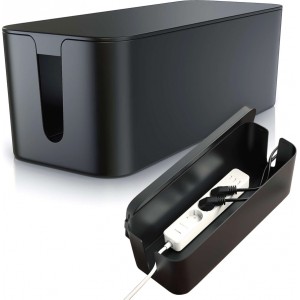 Alogy Cable organizer desk floor container box for cables slats Alogy Box S 23cm Black