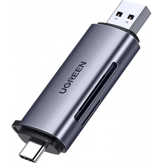 Ugreen CM185 50706 reader for SD / micro SD cards on USB-A 3.0 / USB-C 3.0 - gray