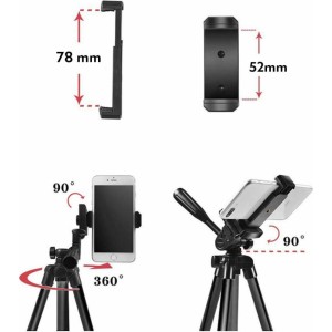 4Kom.pl Universal tripod Alogy Tripod phone holder 1/4 stand for GoPro cameras with Bluetooth remote control, case Black