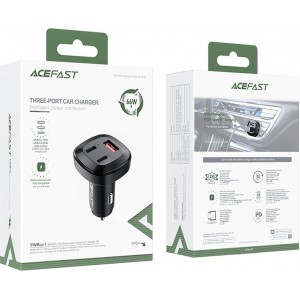 Acefast car charger 66W 2x USB Type C / USB, PPS, Power Delivery, Quick Charge 4.0, AFC, FCP, SCP black (B3 black)