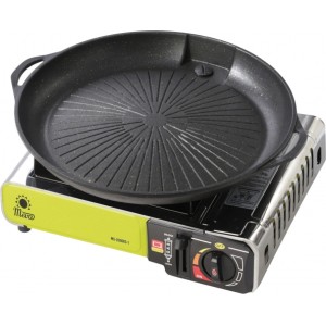 Meva Grill grate and grill pan for a gas camping stove and grill