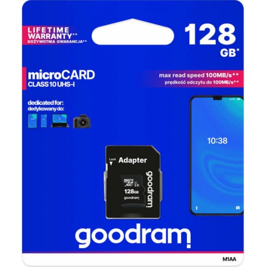 Goodram micro SDXC memory card 128GB Class 10 UHS-I adapter