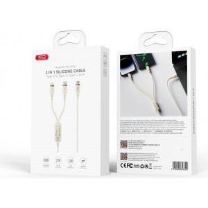 XO cable NB-Q262 2in1 PD USB-C - Lightning + USB-C 1,2m beige 60W