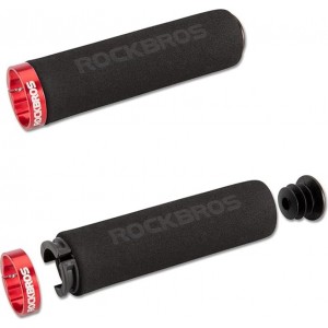 Rockbros BT1001BKRD sponge bicycle handlebar grips - black and red