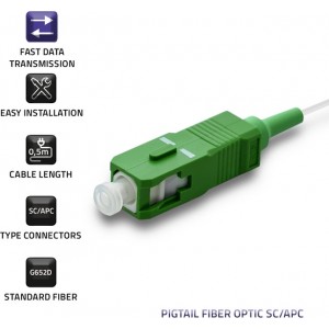 Qoltec Pigtail fiber optic SC/APC | Singlemode | 9/125 | G652D | 0.5m