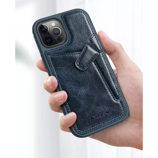 Nillkin Aoge Leather Case flexible armored case made of genuine leather with a pocket for iPhone 12 mini black