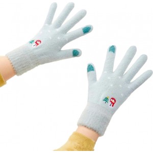 Hurtel Women's winter telephone gloves with a snowman and a Christmas tree - green