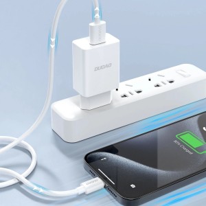 Dudao A4EU USB-A 2.1A wall charger - white + USB-A - Lightning cable