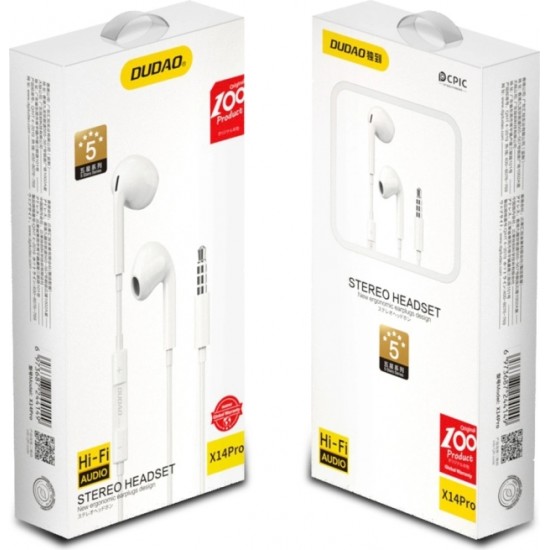 Dudao in-ear headphones with 3.5mm minijack connector white (X14PRO)