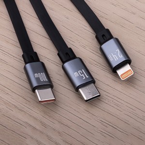 Forever 3in1 cable USB - Lightning + 2x USB-C 1,2 m 100W black