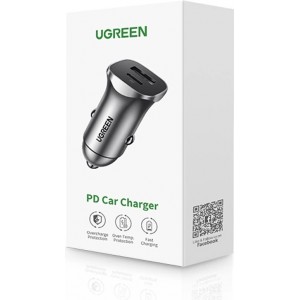 Ugreen Car Charger USB Type C / USB 24W Power Delivery Quick Charge Gray (30780)