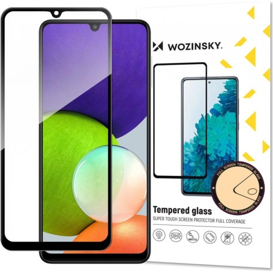 Wozinsky Tempered Glass Full Glue Super Tough Screen Protector Full Coveraged with Frame Case Friendly for Samsung Galaxy A22 4G black